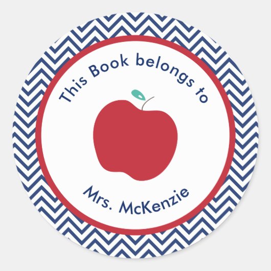 Teacher's Apple gepersonaliseerde Bookplate Sticke Ronde Sticker (Voorkant)