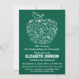 Teachers Apple Retirement Party Invitation Kaart