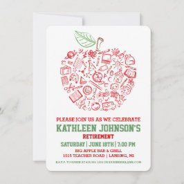 Teachers Apple Retirement Party Invitation Kaart