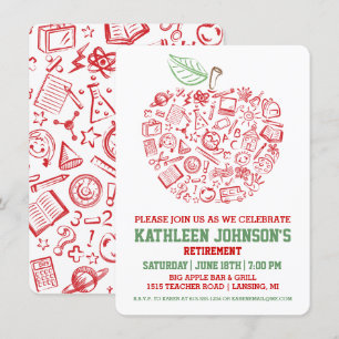 Teachers Apple Retirement Party Invitation Kaart