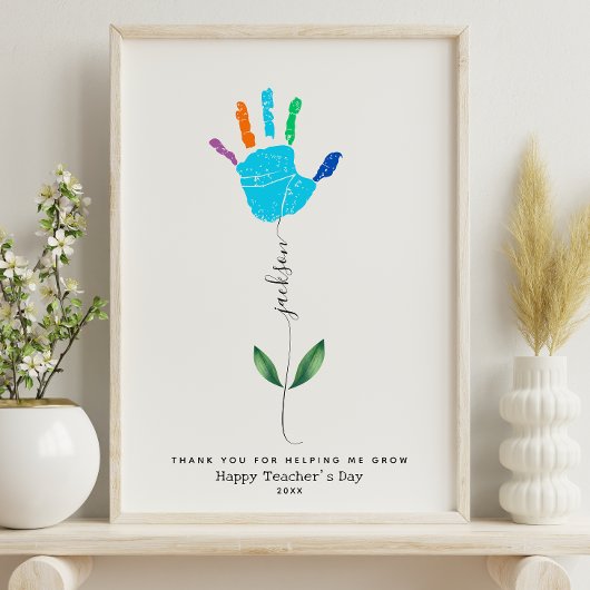Teacher's Appreciation Day Handprint bloemenkunst Poster
