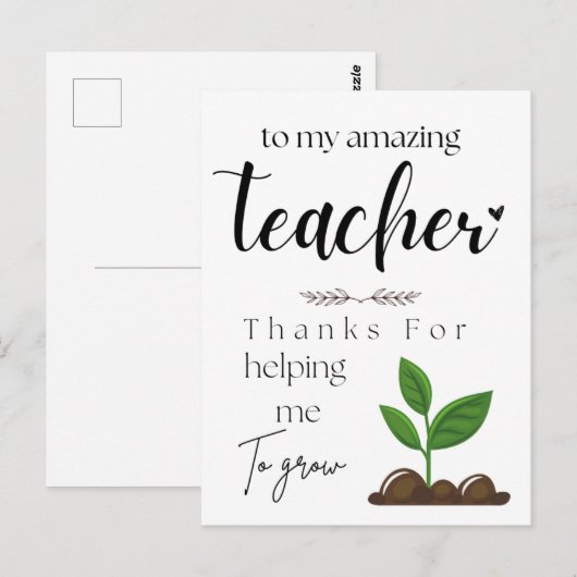 Teachers dag cadeau briefkaart (Voorkant / Achterkant)