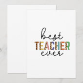 Teacher's Day Best Teacher Ever Bedankkaart (Voorkant / Achterkant)