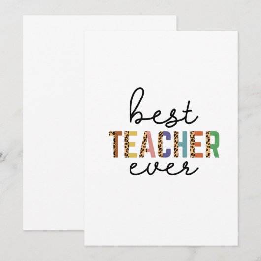 Teacher's Day Best Teacher Ever Bedankkaart (Voorkant / Achterkant)