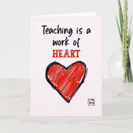 Teacher's Day Card with a Red Heart Kaart (Voorkant)