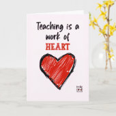 Teacher's Day Card with a Red Heart Kaart (Gele Bloem)