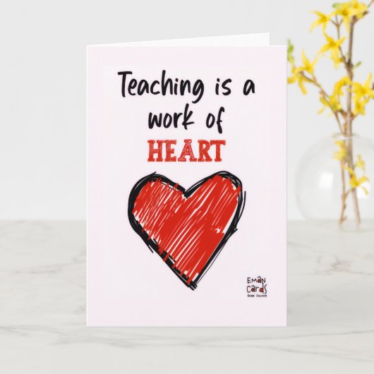 Teacher's Day Card with a Red Heart Kaart (Gele Bloem)