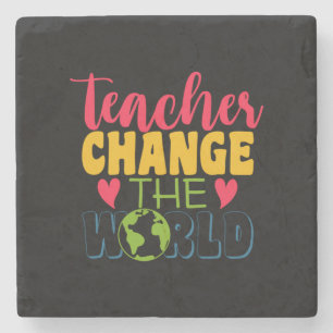 Teacher's Day Teacher verander de wereld Stenen Onderzetter