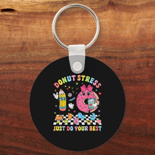Teachers Donut Stress Just Do Your Test Day Boys G Sleutelhanger (Voorkant)