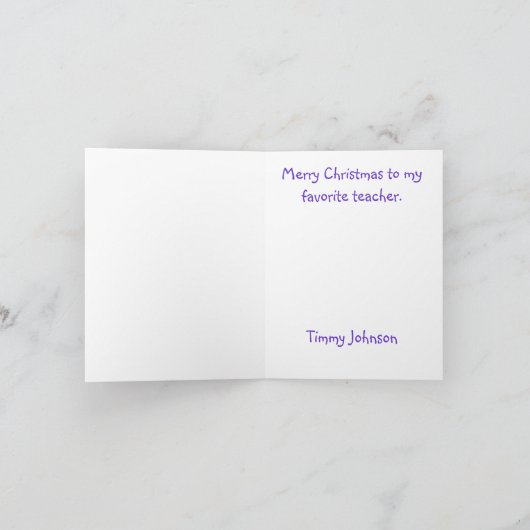 Teacher's Holiday Greeting Kaart (Binnen)