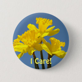 Teachers I Care! knop Gele Narcis Bloemen Ronde Button 5,7 Cm