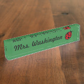 Teacher's Ladybug Desk Nameplate Gift Cadeau Naambordje (Zijkant)