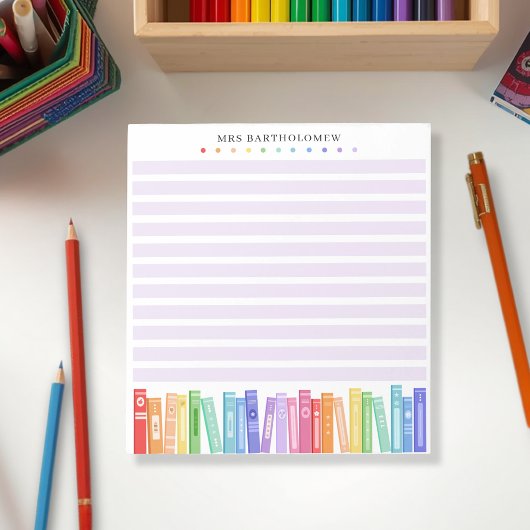 Teacher's Rainbow Colors Books Custom  Notitieblok