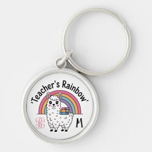 "Teacher's Rainbow" Schattigee Llama Sleutelhanger (Voorkant)