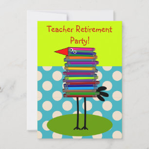 Teachers Retirement Party Invitations Book Bird Kaart