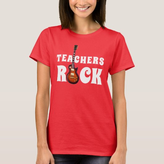 "Teachers Rock" met gitaar T-shirt (Voorkant)