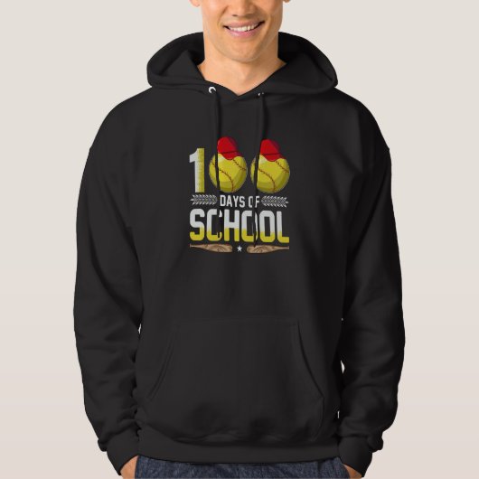 Teachers Students 100th Day of School Softball Hoodie (Voorkant)