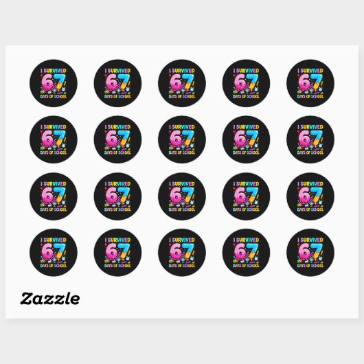 Teachers Students 67 Days Of School Funny Meme Six Ronde Sticker (Vel)