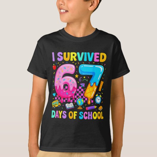 Teachers Students 67 Days Of School Funny Meme Six T-shirt (Voorkant)