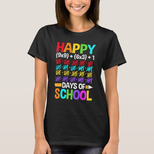 Teachers Students Happy 100 Days of School T-shirt (Voorkant)