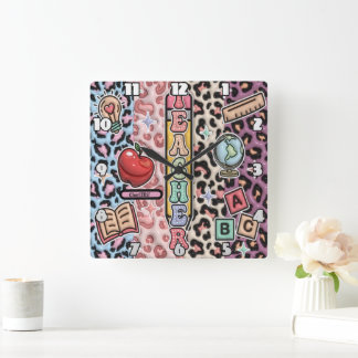 Teacher's Wild Learning Safari Design Vierkante Klok