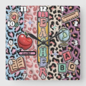 Teacher's Wild Learning Safari Design Vierkante Klok (Voorkant)