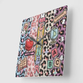 Teacher's Wild Learning Safari Design Vierkante Klok (Hoek)