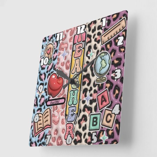 Teacher's Wild Learning Safari Design Vierkante Klok (Hoek)