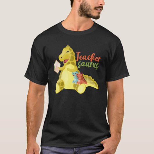 Teachersaurus Funny Dinosaur leraar Lover Read Bo T-shirt (Voorkant)