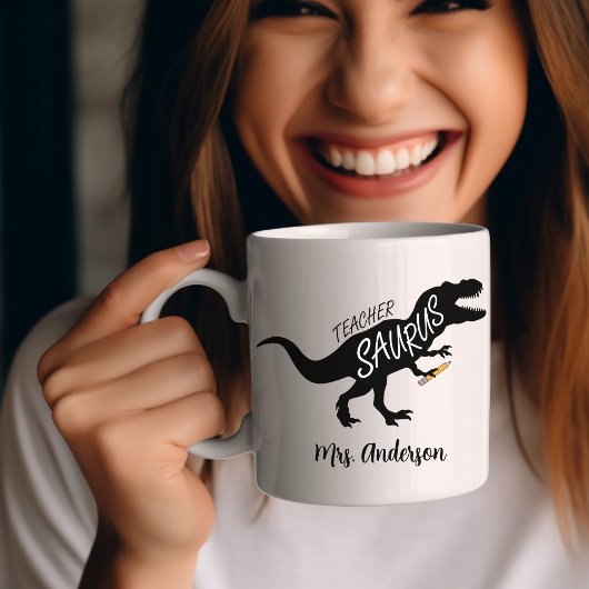 Teachersaurus Grappige Leraar Dinosaurius Naam T R Koffiemok