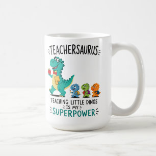 Teachersaurus leraar humor met kleine dinosauriërs koffiemok