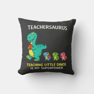 Teachersaurus leraar humor met kleine dinosauriërs kussen