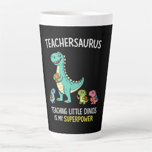 Teachersaurus leraar humor met kleine dinosauriërs latte mok