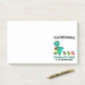 Teachersaurus leraar humor met kleine dinosauriërs post-it® notes (Op bureau)