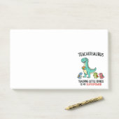 Teachersaurus leraar humor met kleine dinosauriërs post-it® notes (Op bureau)