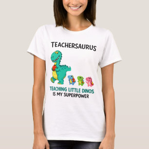 Teachersaurus leraar humor met kleine dinosauriërs t-shirt