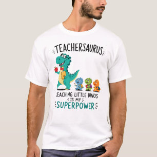 Teachersaurus leraar humor met kleine dinosauriërs t-shirt