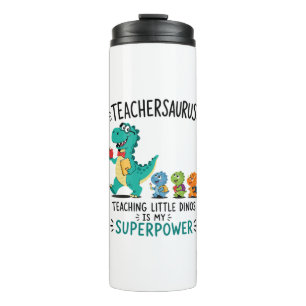 Teachersaurus leraar humor met kleine dinosauriërs thermosbeker
