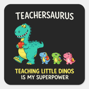 Teachersaurus leraar humor met kleine dinosauriërs vierkante sticker