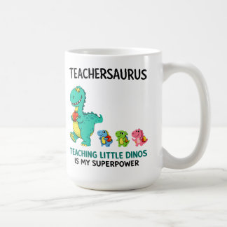 Teachersaurus leraarshumor met kleine dinosauriërs koffiemok