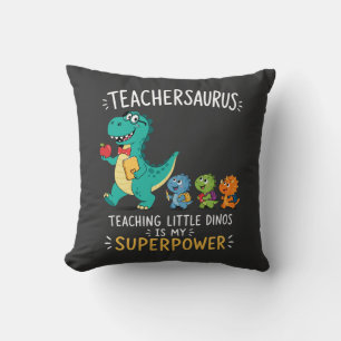 Teachersaurus leraarshumor met kleine dinosauriërs kussen
