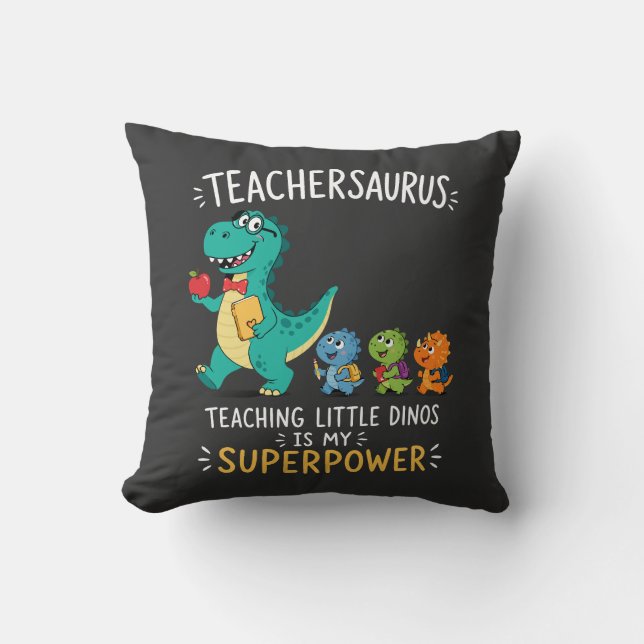 Teachersaurus leraarshumor met kleine dinosauriërs kussen (Voorkant)