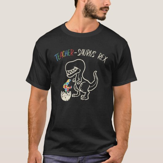 Teachersaurus T-Rex Shirt Autisme Bewustzijn Dinos (Voorkant)