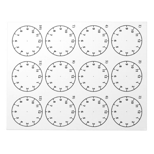 Teachers's Teaching Aid Vertel de tijd Notitieblok (Voorkant)