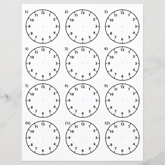 Teachers's Teaching Aid Vertel de tijdwerkbladen (Achterkant)