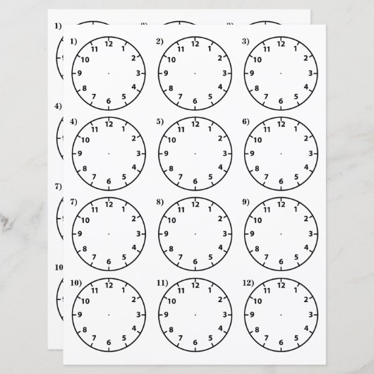 Teachers's Teaching Aid Vertel de tijdwerkbladen (Voorkant / Achterkant)