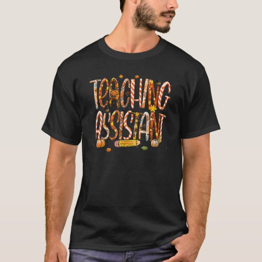 Teaching Assistant leopard Fall Autumn  Thanksgivi T-shirt (Voorkant)