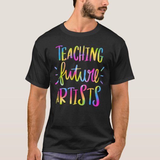 Teaching Future Artists Retro Teacher Groovy Manne T-shirt (Voorkant)