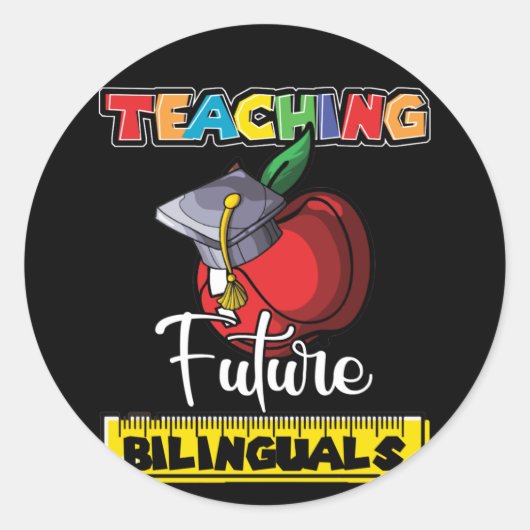 Teaching Future Bilinguals Spanish Teacher Apple Ronde Sticker (Voorkant)