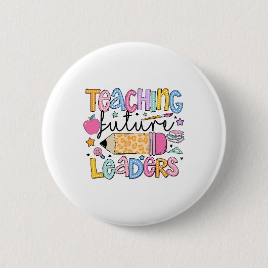 Teaching Future Leaders Back To School Groovy Teac Ronde Button 5,7 Cm (Voorkant)